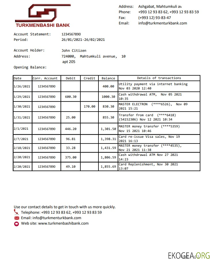 Turkménistan Turkmenbashi banque excel pdf